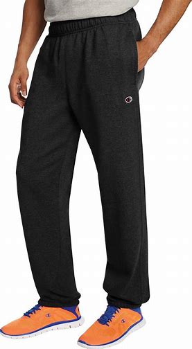 0124 SIZE:XXL (MEN'S) CHAMPION BLACK POWERBLEND SWEATPANTS W/SIDE POCKETS, DRAWSTRING WAIST AND GATHERED ANKLES NWT RTL:$45.00