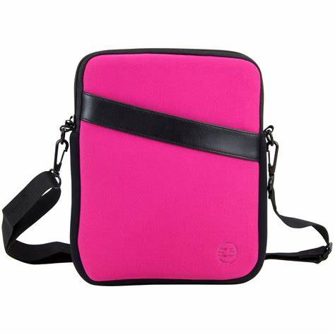 0124 ES TECH DEEP PINK TABLET NEOPRENE CROSSBODY W/ZIPPER TOP, FRONT AND BACK POCKETS NWT RTL:$30.00