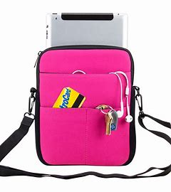 0124 ES TECH DEEP PINK TABLET NEOPRENE CROSSBODY W/ZIPPER TOP, FRONT AND BACK POCKETS NWT RTL:$30.00