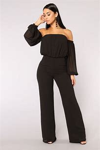 1227 SIZE:XL FASHION NOVA BLACK LORENA OFF THE SHOULDER JUMPSUIT W/CONCEALED BACK ZIPPER CLOSURE, WAIST TIE, SHEER OVERLAY AND GATHERED CUFFS NWT RTL:$34.99