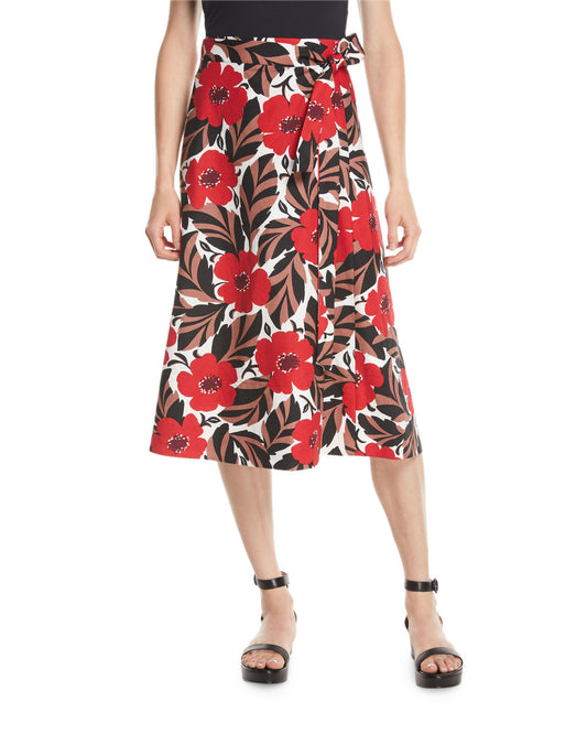 0804 SIZE:8 KATE SPADE POPPY FIELD MIDI WRAP SKIRT W/ATTACHED BELT RTL:$248.00 ***THIS ITEM HAS BEEN DRY CLEANED***